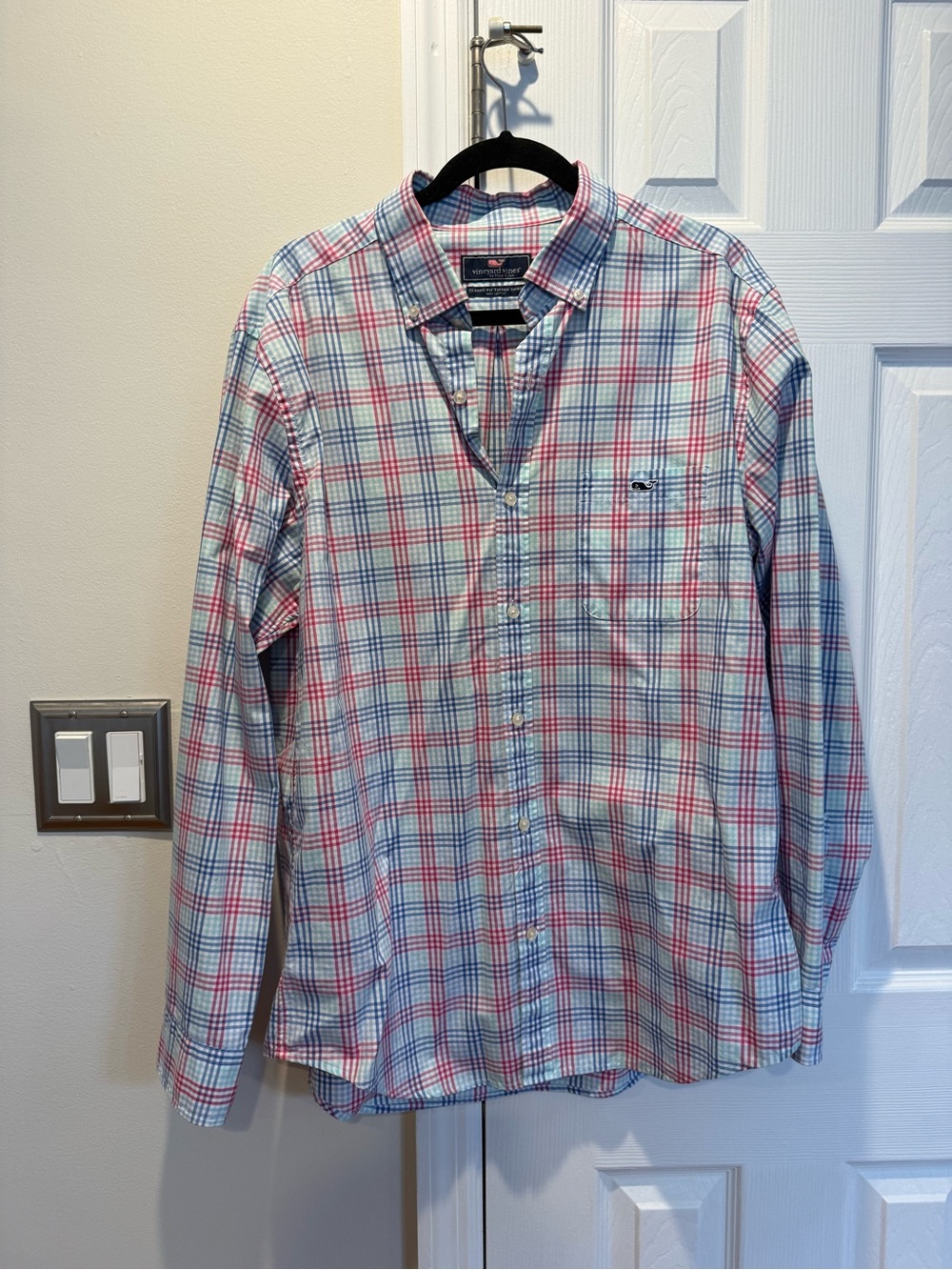 Vineyard Vines Men's Classic Fit Button-Down Shirt - Blue, Pink, Mint Plaid